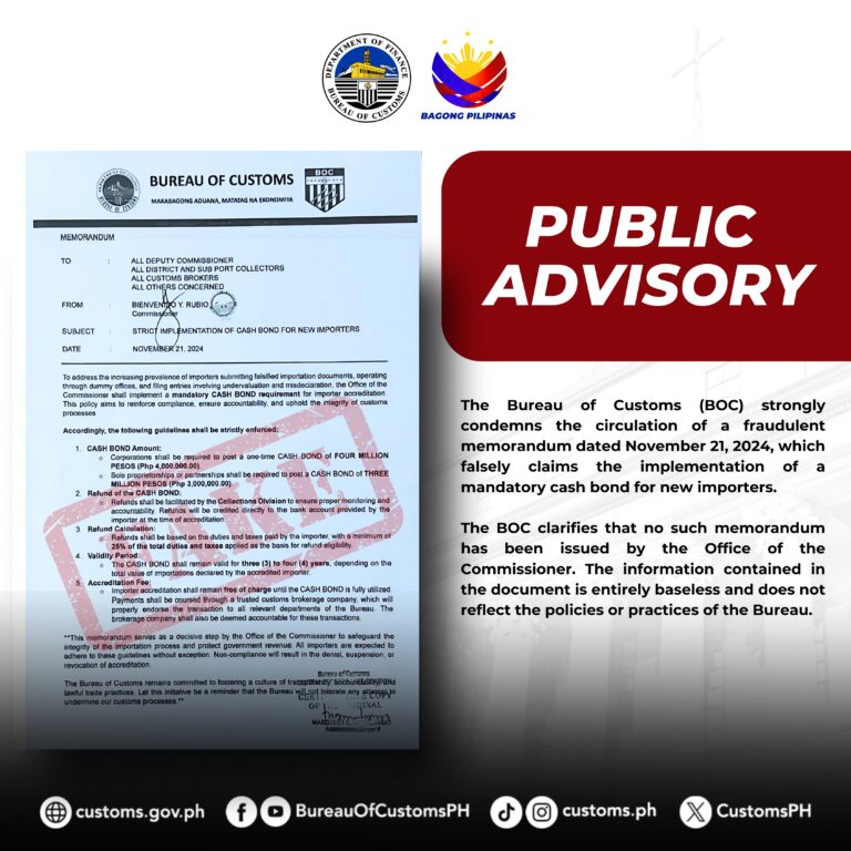 Public Advisory_Mandatory Cash Bond