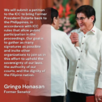 MAYOR BASTE, GRINGO HONASAN MAGHAHAIN NG PETISYON SA ICC PARA MAIBALIK SI FPRRD SA ‘PINAS